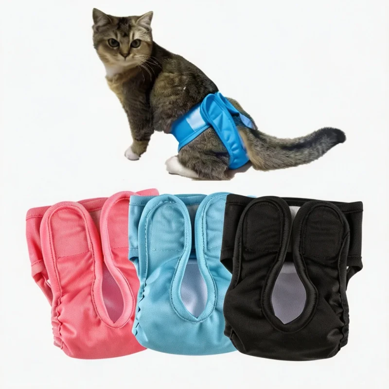 Male Female Cat Diapers Washable Urine Absorbent Adjustable Pet Diaper for Cats