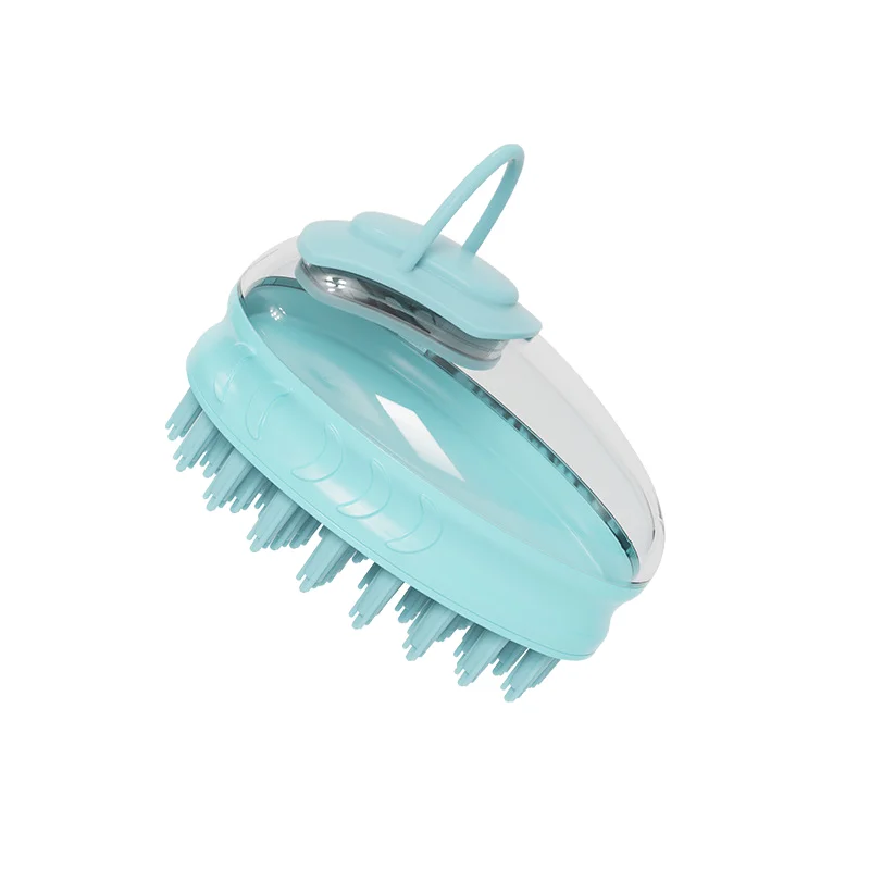 Mango Shaped Pet Bath Massage Brush 3 in 1 Shampoo Dispenser Comb Soft TPR Deshedding Brush for Dogs Cats Puppy