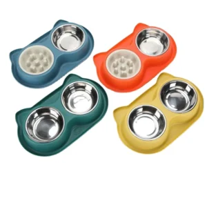 Manufacturer 2 in 1 Anti Choking Slow Feeder Large Capacity Stainless Steel Pet Bowls Feeders for Dogs Cats Anti Slip