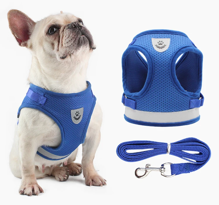 Manufacturer Custom Adjustable Pet Harness with Breathable Polyester Leash Reflective Walking Gear for Small Medium Dogs Night