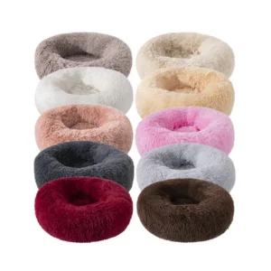 Manufacturer Custom Comfortable Luxury Washable Round Ultra Soft Donut Pet Cat Dog Bed