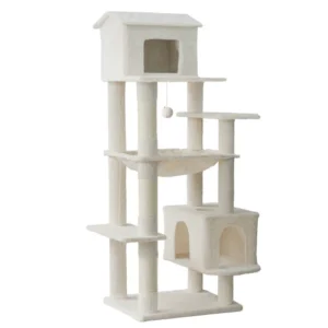 Manufacturer Custom Luxury High Quality Modern Large Light Gray Plush Cat Tree Tower Scratcher Creative Cat Tree House