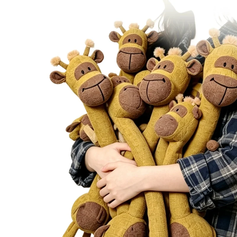 Manufacturer Custom Pet Toys Giraffe Long Neck Design Squeaky Plush Pet Dog Chew Toys Teeth Cleaning Dog Toy