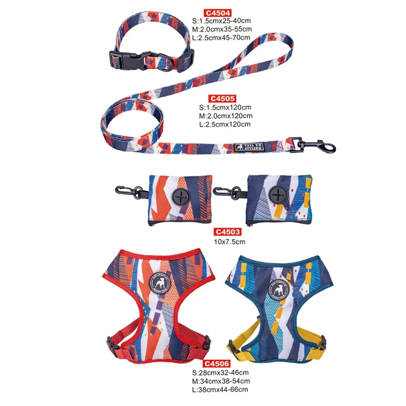 Manufacturer Custom logo Adjustable Dog Leash Collar Harness