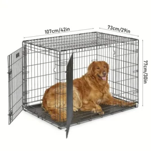 Manufacturer Direct Sales Pet Cage European and American Large Double Door Cage Folding Metal Dog Cage