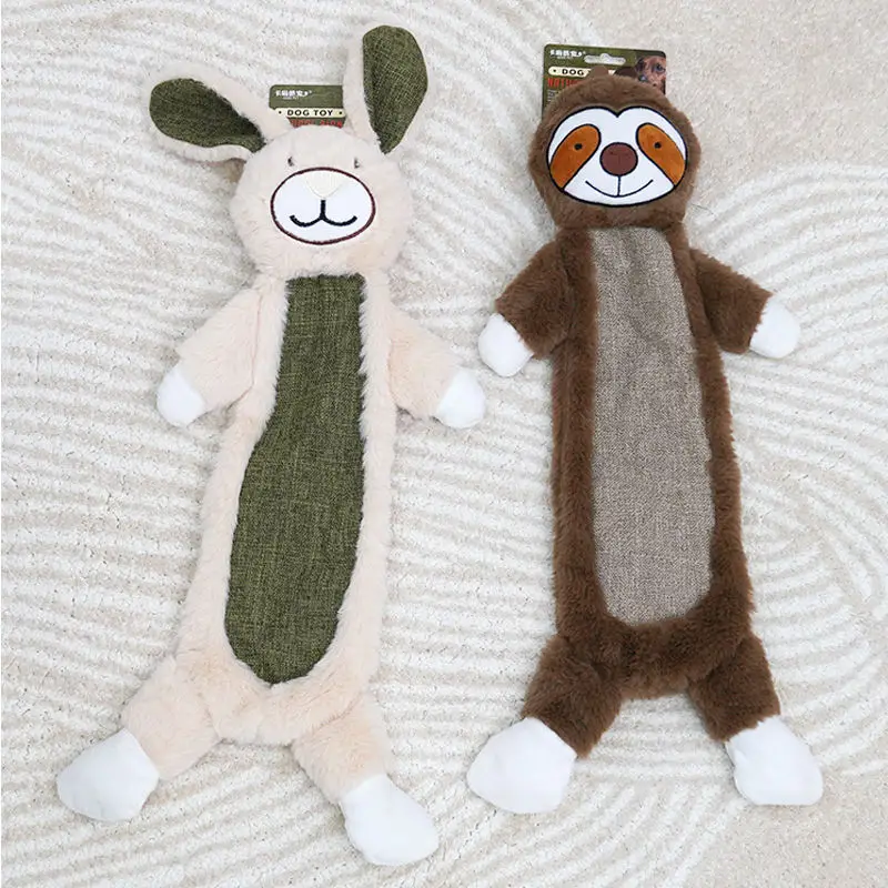 Manufacturer Dog Sounding Toy Self Entertaining Stress Relieving Chew Resistant Durable Rabbit Plush Linen Pet Dogs