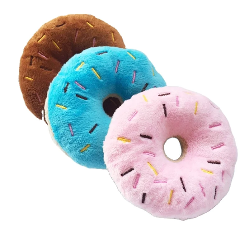 Manufacturer Donut Chew Toy Cute Puppy Squeaker Sound Toys Funny Dog Interactive Pet Plush Toy