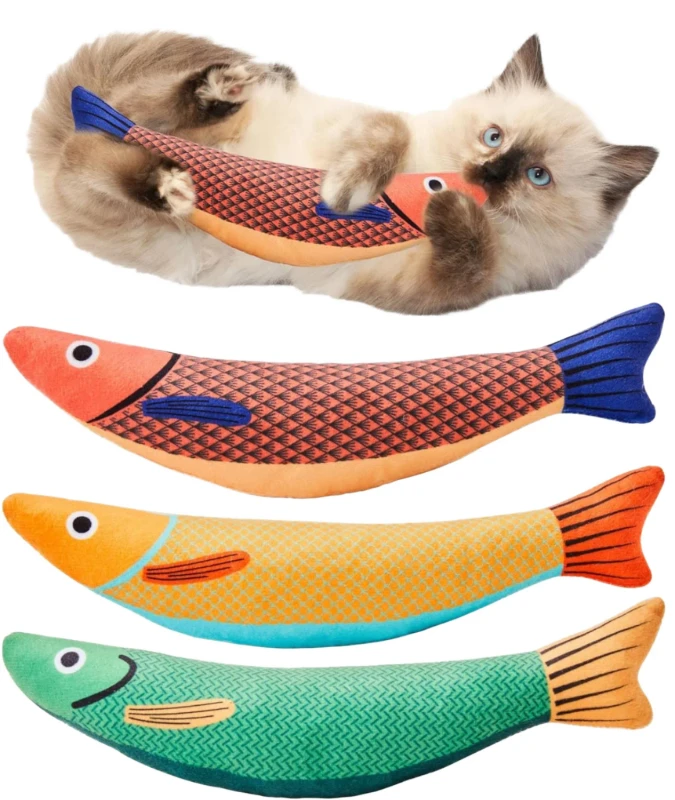 Manufacturer Interactive Catnip Crinkle Sound Toys Saury Fish Squeak Pet Toys