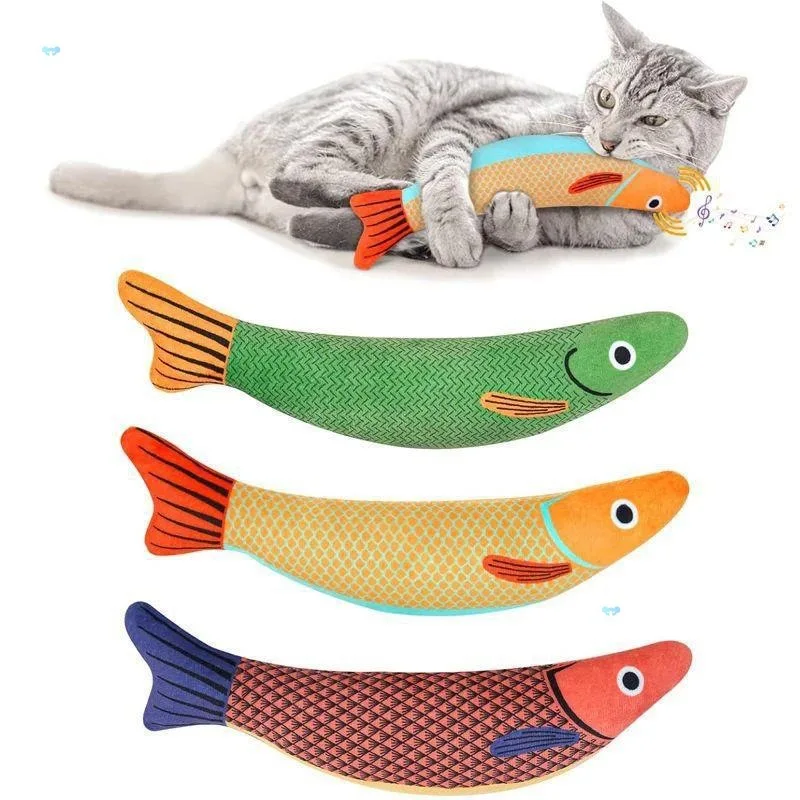 Manufacturer Interactive Catnip Crinkle Sound Toys Saury Fish Squeak Pet Toys