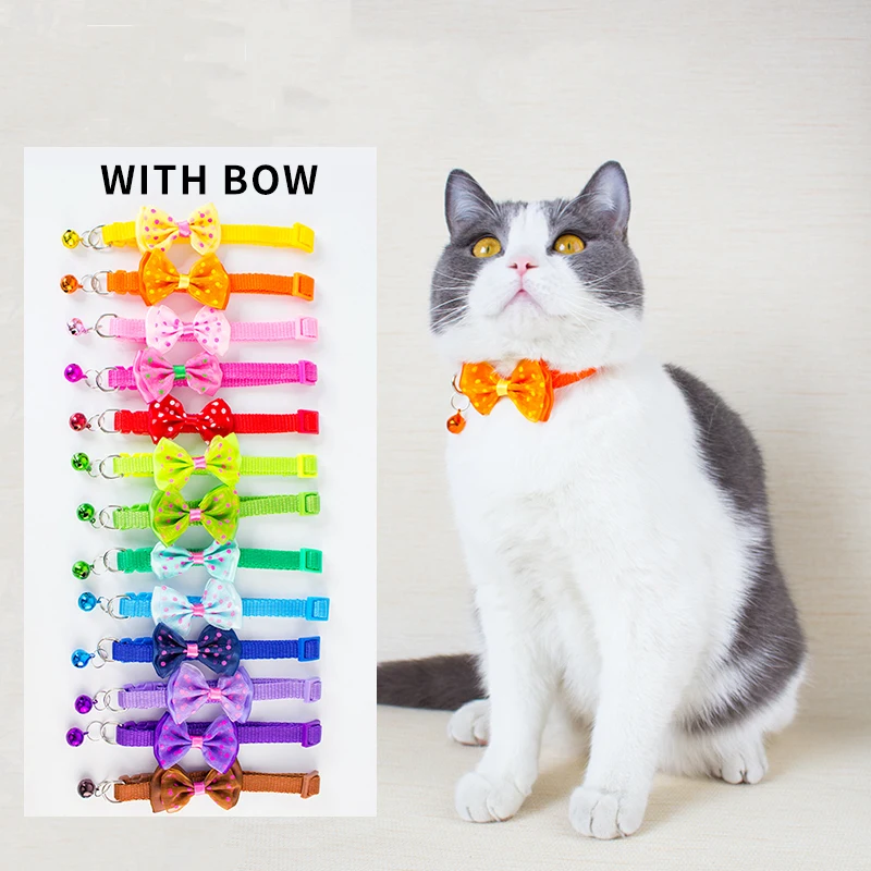 Manufacturer Multi Color Design Nylon Modern Adjustable Bell Bow Resistant to Deformation Pet Collar for Cats Dogs