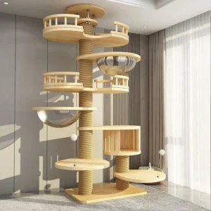 Manufacturer Pet Product Wooden Sisal Scratcher Cat Climbing Tree