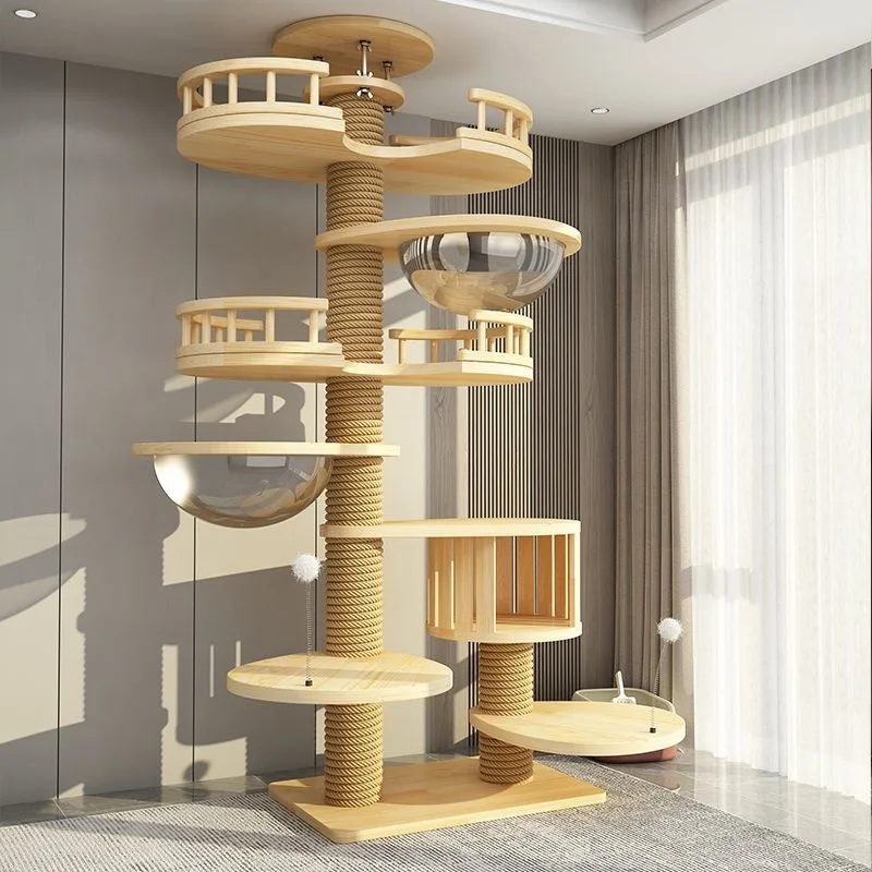 Manufacturer Pet Product Wooden Sisal Scratcher Cat Climbing Tree
