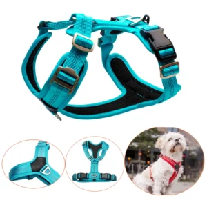Manufacturer Premium No Pull Nylon Tactical Dog Harness Easy Walk Pet Harness Vest and Collar Leash Set With Comfort Padded