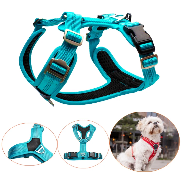 Manufacturer Premium No Pull Nylon Tactical Dog Harness Easy Walk Pet Harness Vest and Collar Leash Set With Comfort Padded