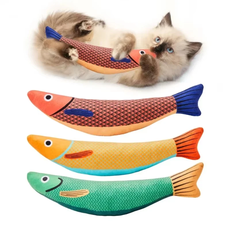 Manufacturer Quick Delivery Catnip Crinkle Sound Cat Toys Saury Fish Squeak Pet Toys