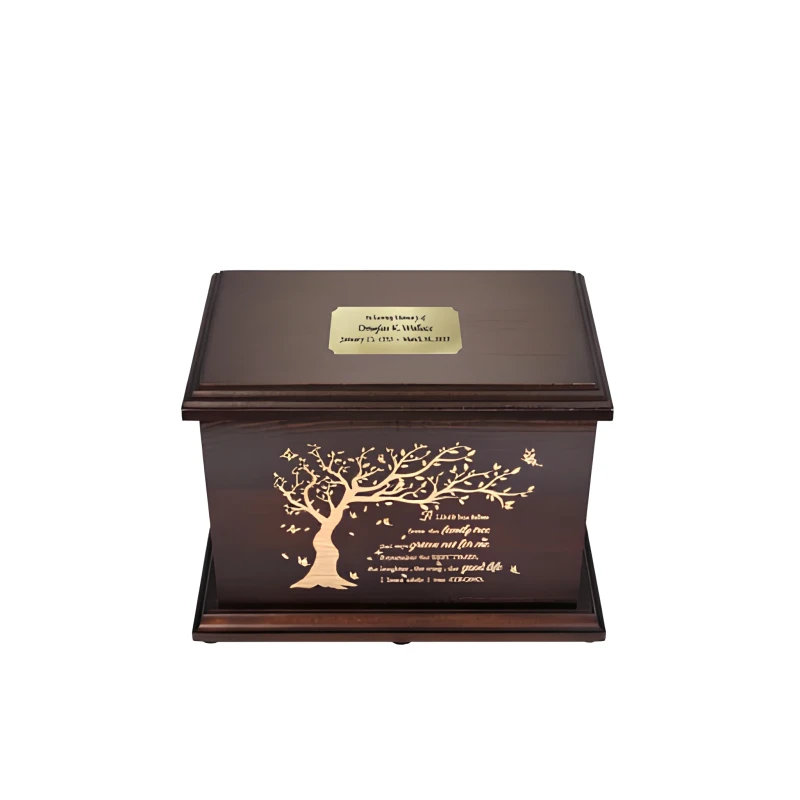 Manufacturer Rectangle Wooden Small Pet Funeral Urns for Home Pet Memorial Keepsake Decoration