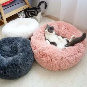 Manufacturer Soft Luxury Plush pink Grey White Pet Cushion Round Cat Dog Bed