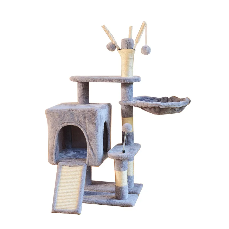 Manufacturer Source Cat Tree & Scratcher Bed Climbing Frame with Sisal Column Jumping Platform for Big & Small Cats