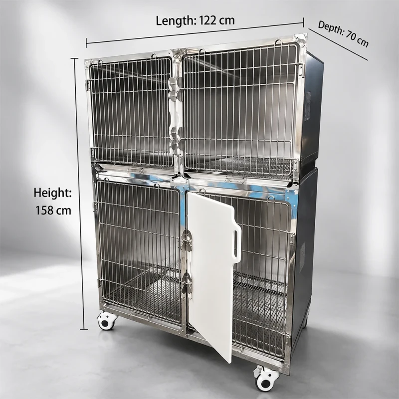 Manufacturer Supply 304 Stainless Steel Pet Cage Veterinary Dog Cat Medical Kennel for Animal Clinic Use