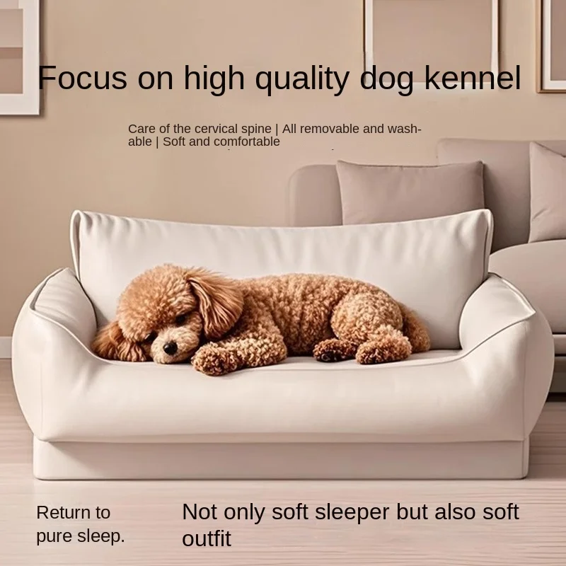 Manufacturer Waterproof Leather Pet Bed Bite Resistant Scratch Resistant Removable Washable Dog Cat Sofa Kennel