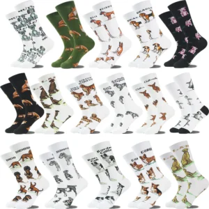 Manufacturer White Printed Cute Trendy Pet Animal Puppy Dog Pig Penguin Unisex Socks