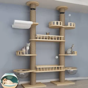 Manufacturer Wooden Sisal Climbing Scratcher Cat Tree Tower Large