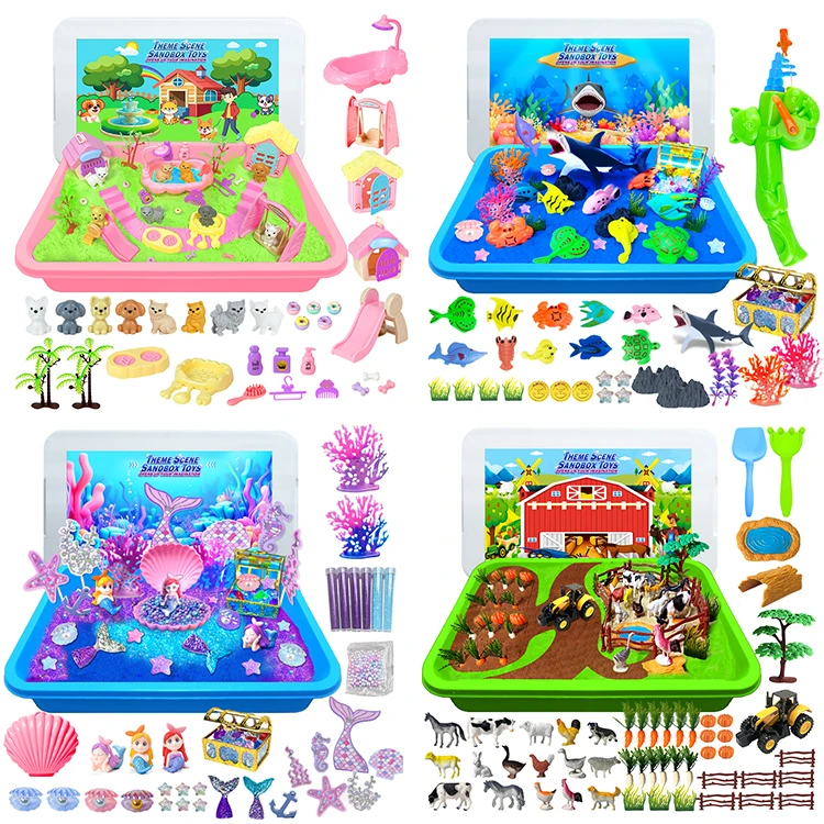 Marine Pets Farm Themed Sensory Sand Play Basin Early Education Game for Little Ones Kindergarten Teaching Aids Educational Toys