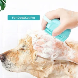 Massage Soft Safety 2 in 1 Pet Dog Grooming Silicone Shower Bath Brush with Soap Dispenser