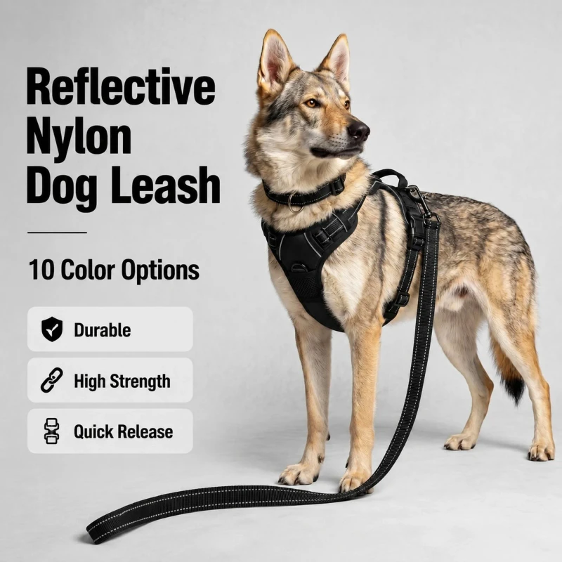 Medium Large Pet Leash Anti Pull Harness Dog Walking Leash Fabric Material Reflective Harness Set