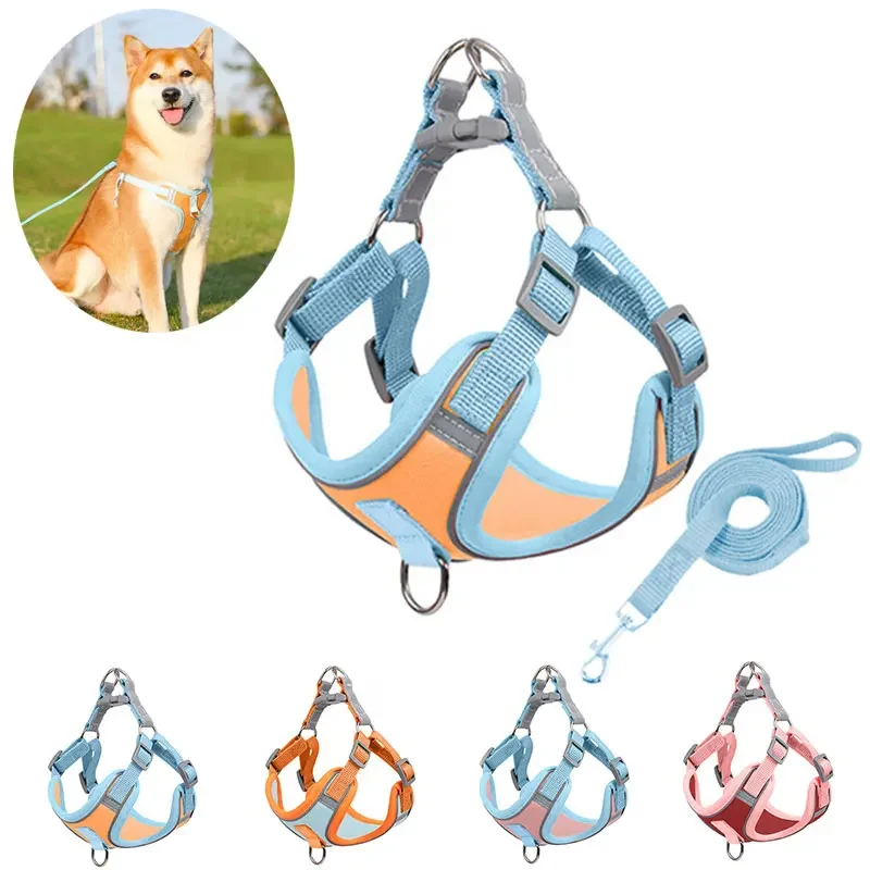 Medium Size Dog Cat Pet Harnesses with Chest Shoulder Straps Half Pack Mi Traction Rope for Family Pet Walking