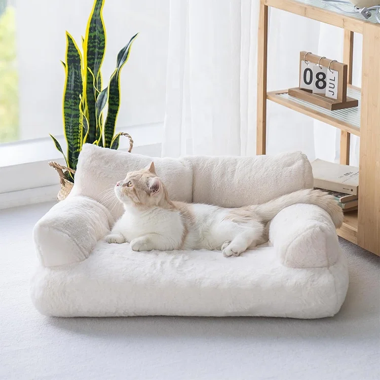 Medium Small Cats and Dogs Pet Bed Washable Indoor Anti slip Bottom Puppy Soft Calming Couch Sleeping Bed