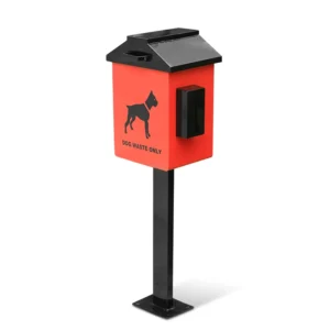 Metal Dog Waste Disposal Station Bin Outdoor Pet Trash Can Garbage Bin with Flip Lid for Pet