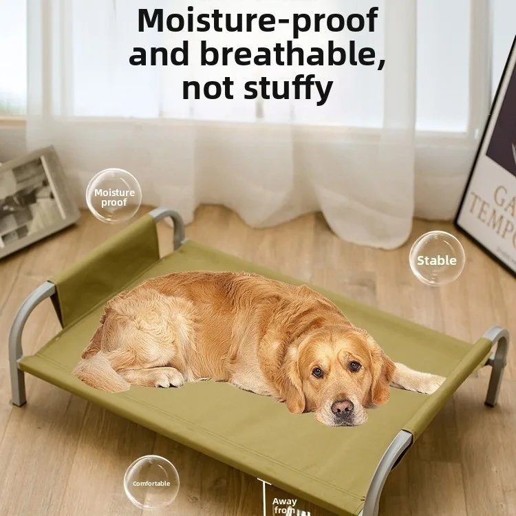 Metal Frame Pet Bed Elevated Dog Cat Cot Summer Removable Washable Large Size Dog Bed Moisture Resistant Portable Pet Bed