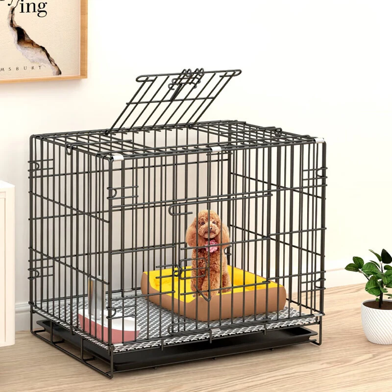 Metal Iron Wire Pets Dog Indoor Cages Diy Folding Animal Crate Kennels With Tray