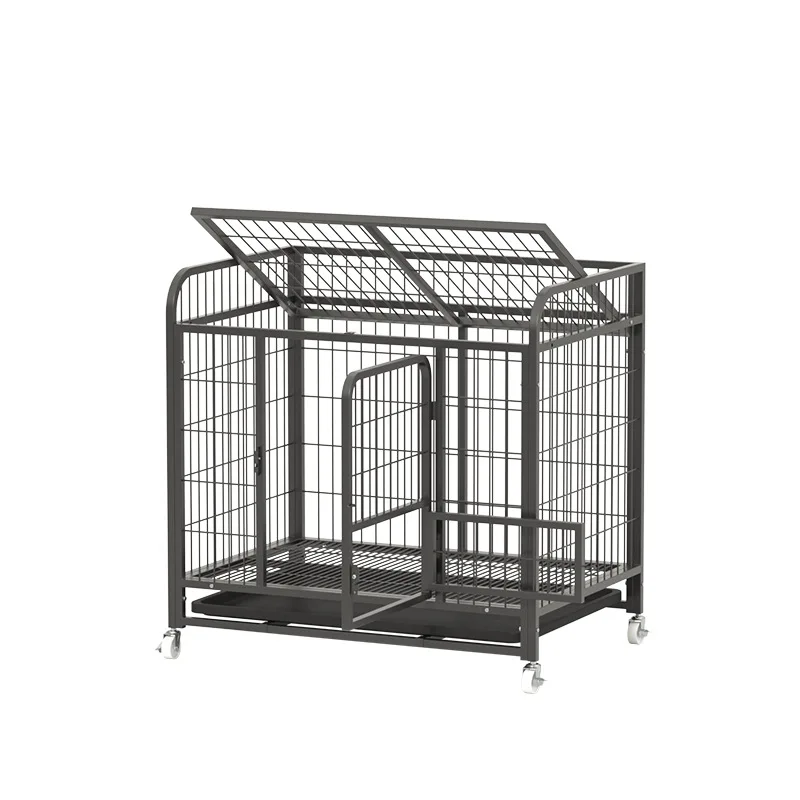 Metal Medium to Large Pet Dogs Cages with Shelves and Easy to move Thick square Tube Dog Boxes Come From the Source Factory