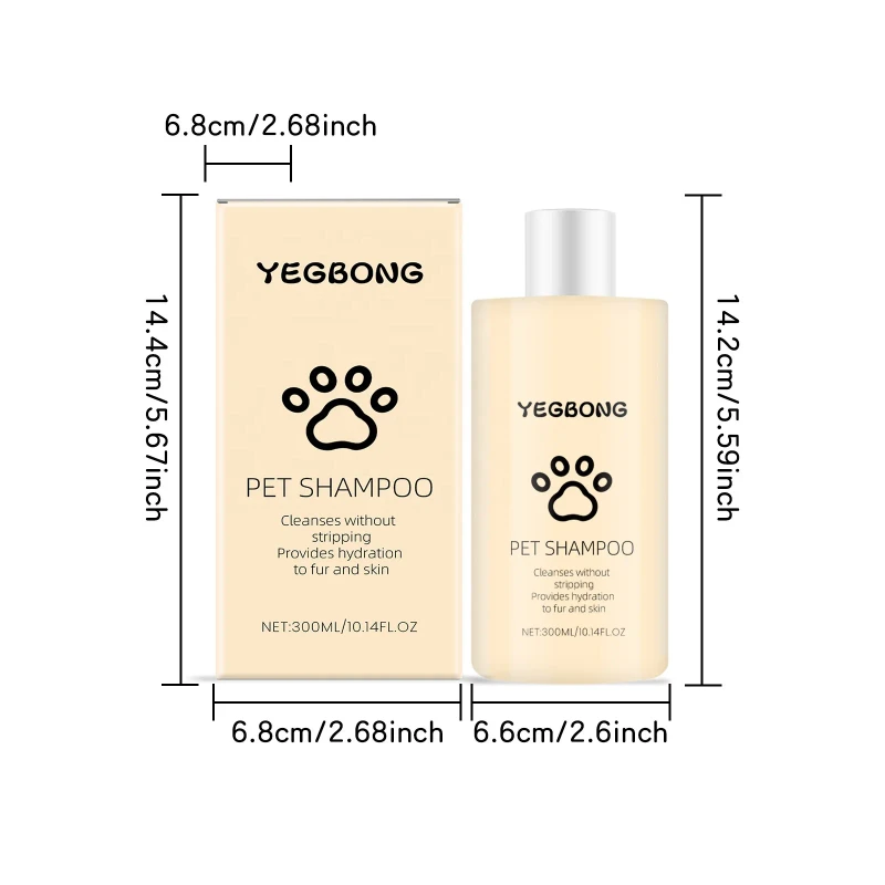 Mild Pet Shampoo for Cats and Dogs 300ml Hair Smoothing & Tangle-Free Cleaning Animal Hospital Use