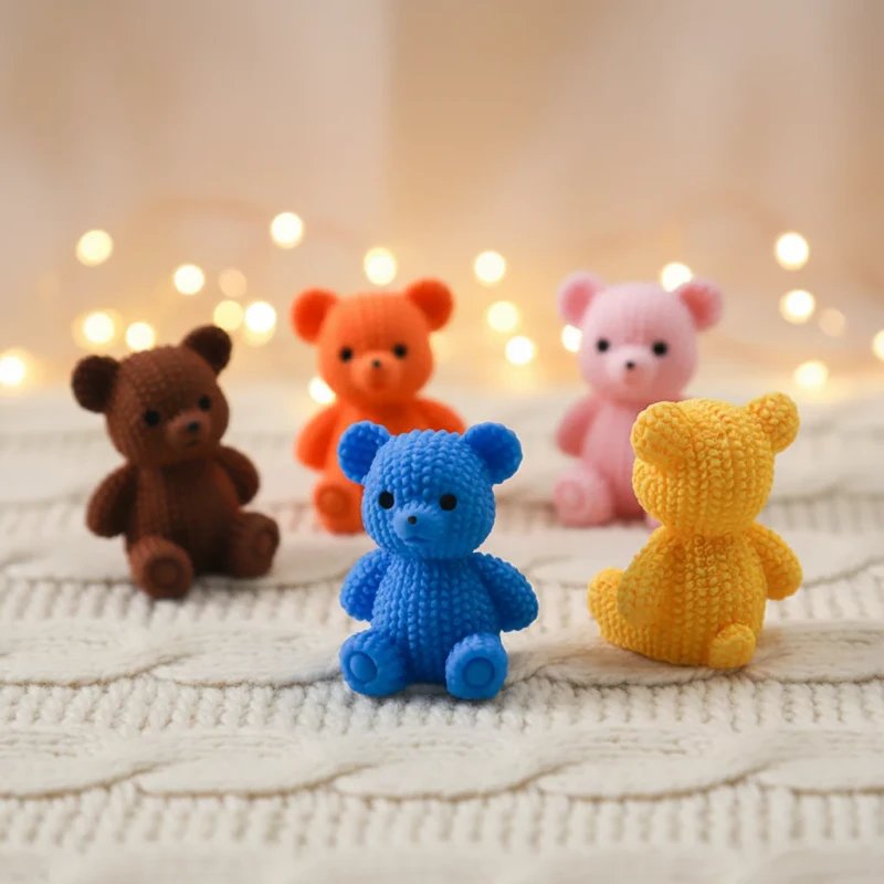 Mini 3D Solid Color Bear Ornaments Cute Cartoon Design for DIY Jewelry Making Handmade Crafts Supplies