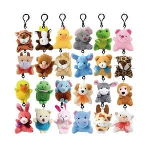 Mini Animal Plush Assortment Keychain Toys Small Stuffed Christmas Stocking Stuffer Easter Egg Filler Stuffed Animals to Fill