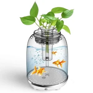 Mini Aquarium Goldfish Betta Fish Home Decoration Fish Tank Accessories with Automatic LED Lighting and Filter Pump