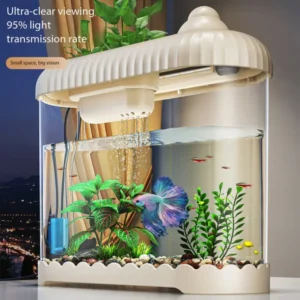 Mini Ornamental Sea Tank PP Material Cylinder Shape Desktop Aquariums Accessories for Living Room