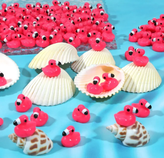 Mini Pink Flamingo Statue Resin Animal Ornament for Fairy House and Aquarium Garden Decoration