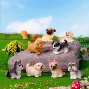 Mini Puppy Kawaii Animal Ornament Dog Knick knacks for Miniature Landscape Dollhouse Car Accessories Interior Decoration