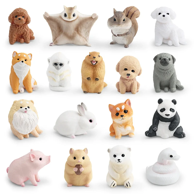 Mini Simulation Animal Model Set Pig Bunny White Snake Hamster Educational Toy Figurines for Children Cognitive Learning