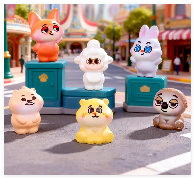 Mini Things Figure Early Education Cartoon Zootopia Toy Resin Farm Forest Small Sea Creature Animals Miniatures for Doll House