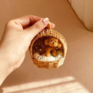 Miniature Simulation Furniture 1:8-1:12 Rattan Dog Bed Handmade Twist Stick Puppy Suitable for Mini House Decoration