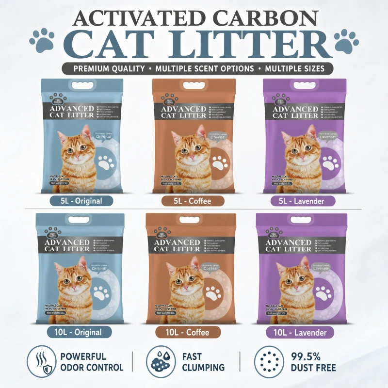 Mixed Activated Carbon Bentonite Cat Litter Sands Fast Clumping Strong Odor Control Cat Toilet Products Kitten Cat Litter