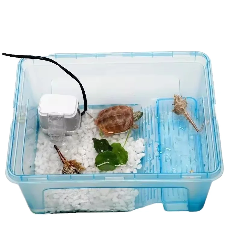 Model 5296 ABS Box Reptile Breeding Terrarium Basking Cage Turtle Habitat Tank UVB Lamp Thermometer for Tortoise Made