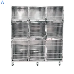 Model a 3-Tier 9-Door Combined Hospital Cage 304 Stainless Steel Dog Cage Hospital Cages and Boarding Cages