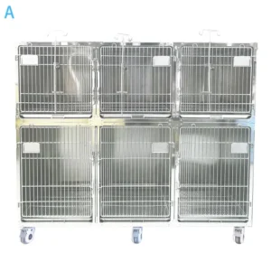 Model a Double layer 6 door Combined Pet Store Boarding Cage Isolation Cage Stainless Steel Dog Cage for Pet Hospital