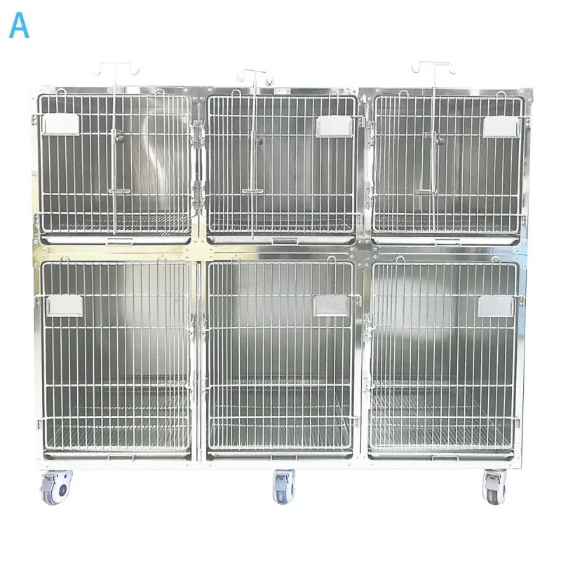 Model a Double layer 6 door Combined Pet Store Boarding Cage Isolation Cage Stainless Steel Dog Cage for Pet Hospital